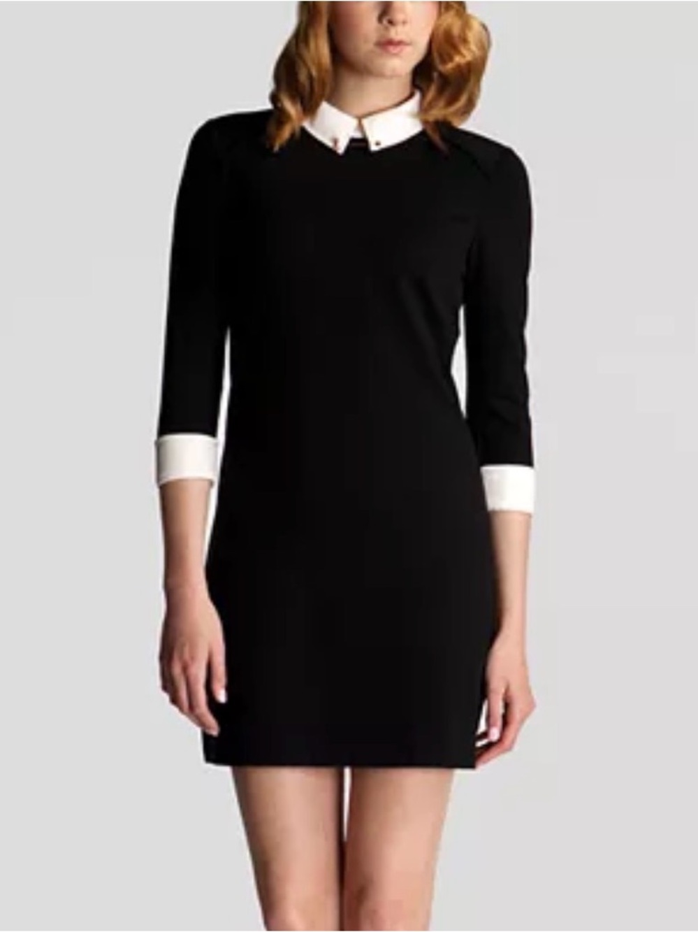 Ted Baker London Black Mini Dress with White Collar & Cuffs